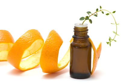 Essential oil with orange peel